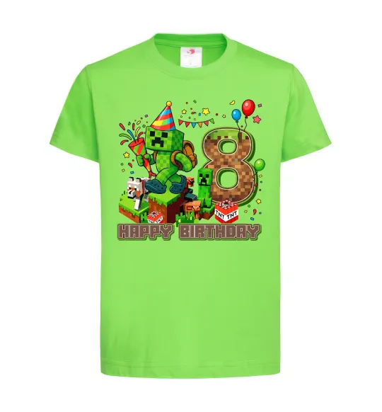 Детская футболка Minecraft Birthday 8 Лаймовый фото
