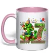 Чашка з кольоровою ручкою Minecraft birthday 7 Ніжно рожевий фото