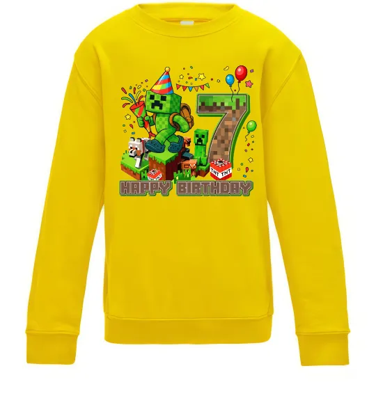 Дитячий світшот Minecraft birthday 7 Сонячно жовтий фото