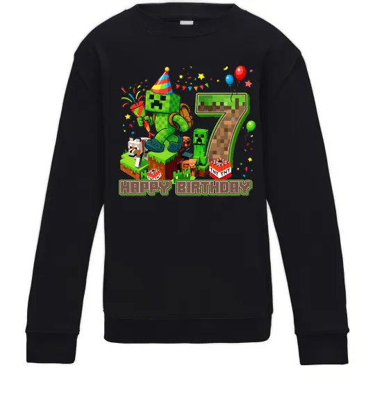 Дитячий світшот Minecraft birthday 7 Чорний фото