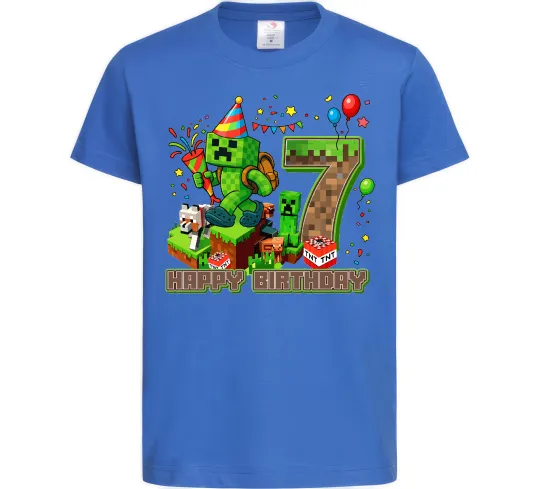 Дитяча футболка Minecraft birthday 7 Яскраво-синій фото