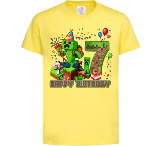 Дитяча футболка Minecraft birthday 7 Лимонний фото