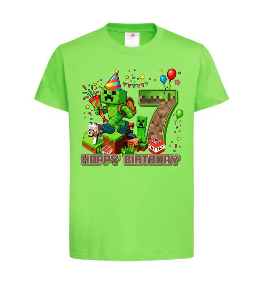 Детская футболка Minecraft birthday 7 Лаймовый фото