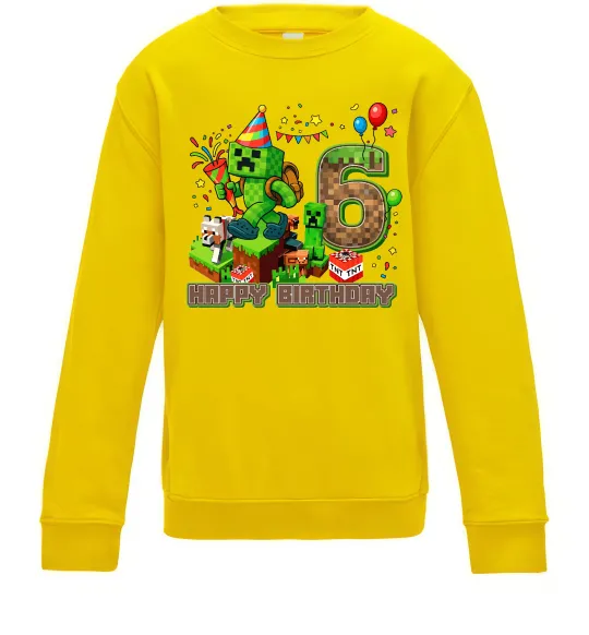 Дитячий світшот Minecraft birthday 6 Сонячно жовтий фото