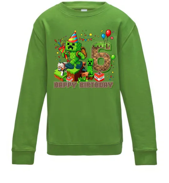 Дитячий світшот Minecraft birthday 6 Лаймовий фото