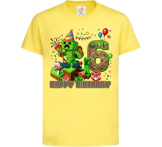Дитяча футболка Minecraft birthday 6 Лимонний фото