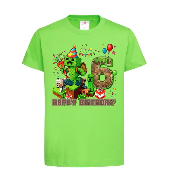 Дитяча футболка Minecraft birthday 6 Лаймовий фото