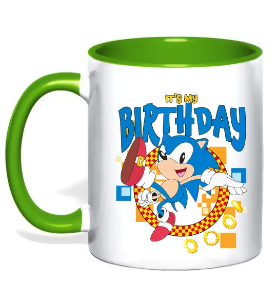 Чашка з кольоровою ручкою Sonic Birthday Лаймовий фото