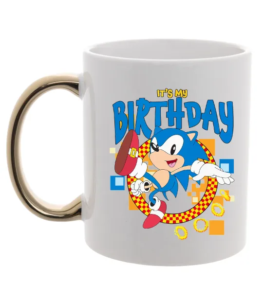 Чашка з кольоровою ручкою Sonic Birthday Золото фото