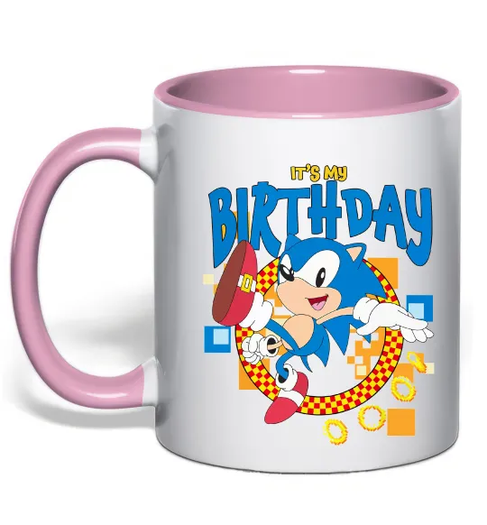 Чашка з кольоровою ручкою Sonic Birthday Ніжно рожевий фото