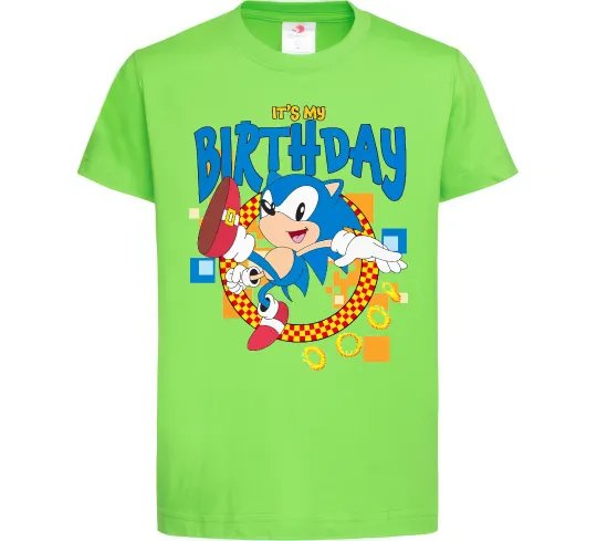 Дитяча футболка Sonic Birthday Лаймовий фото