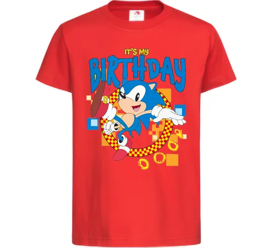 Дитяча футболка Sonic Birthday Червоний фото