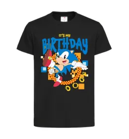 Дитяча футболка Sonic Birthday Чорний фото