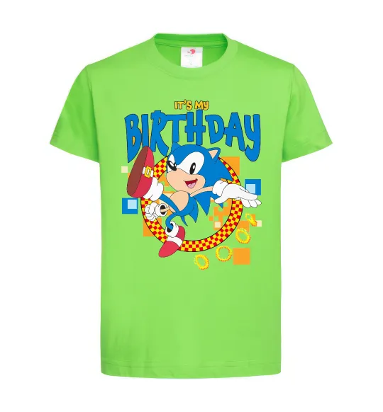 Дитяча футболка Sonic Birthday Лаймовий фото