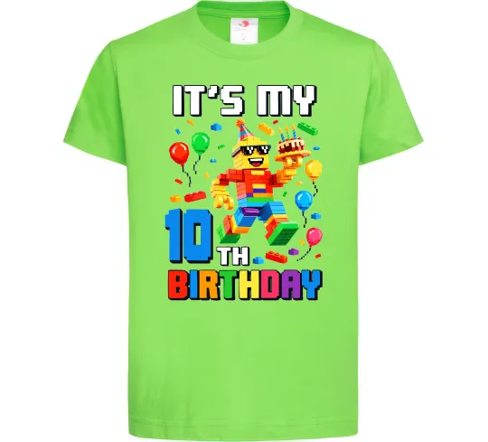Дитяча футболка Lego birthday 10 Лаймовий фото