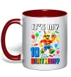 Чашка з кольоровою ручкою Lego birthday 10 Червоний фото