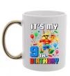 Чашка з кольоровою ручкою Lego birthday 9 Золото фото
