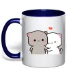 Чашка с цветной ручкой Котики Peach and Goma Глубокий темно-синий фото