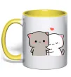Чашка с цветной ручкой Котики Peach and Goma Лимонный фото