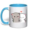 Чашка с цветной ручкой Котики Peach and Goma Голубой фото