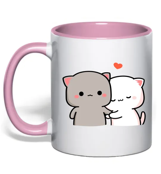 Чашка с цветной ручкой Котики Peach and Goma Нежно розовый фото