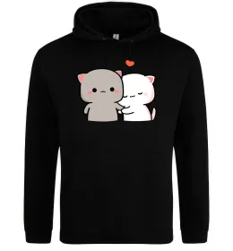 Мужская толстовка (худи) Котики Peach and Goma Черный фото