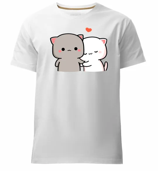 Мужская премиум футболка Котики Peach and Goma Белый фото