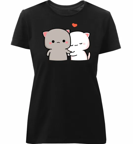 Женская премиум футболка Котики Peach and Goma Черный фото