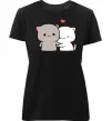 Женская премиум футболка Котики Peach and Goma Черный фото