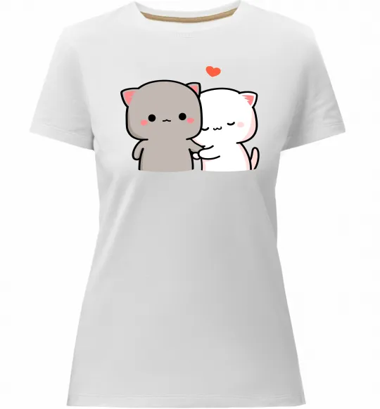 Женская премиум футболка Котики Peach and Goma Белый фото