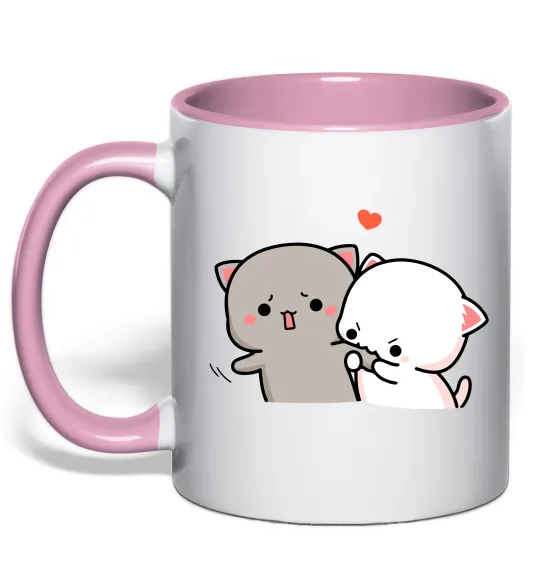 Чашка с цветной ручкой Котики Goma and Peach Нежно розовый фото