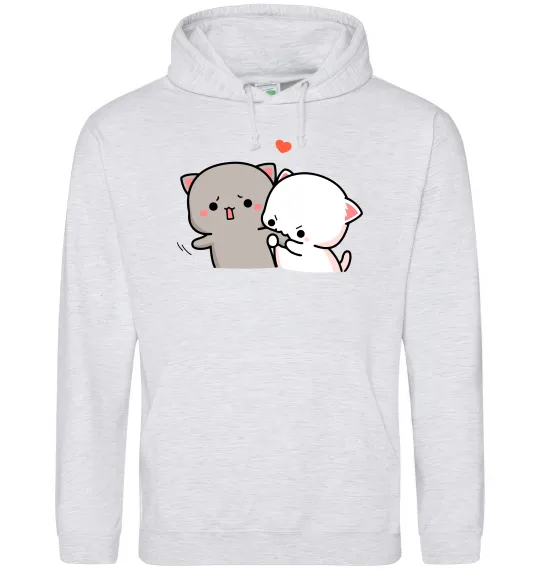 Мужская толстовка (худи) Котики Goma and Peach Серый меланж фото