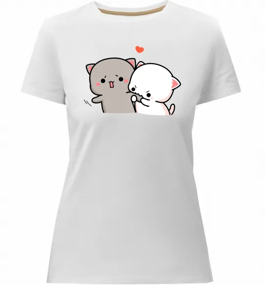 Женская премиум футболка Котики Goma and Peach Белый фото