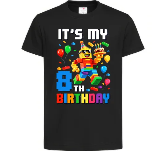 Дитяча футболка Lego 8 Birthday Чорний фото
