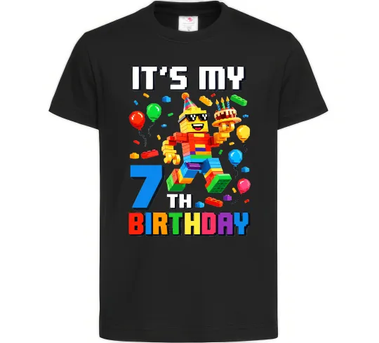 Дитяча футболка Lego 7 Birthday Чорний фото