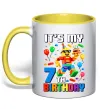 Чашка з кольоровою ручкою Lego 7 Birthday Лимонний фото