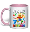 Чашка з кольоровою ручкою Lego 7 Birthday Ніжно рожевий фото