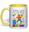 Чашка з кольоровою ручкою Lego 6 Birthday Лимонний фото