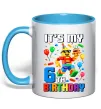 Чашка з кольоровою ручкою Lego 6 Birthday Блакитний фото
