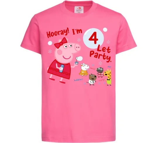 Дитяча футболка Свинка Пеппа Мені 4 роки Яскраво-рожевий фото