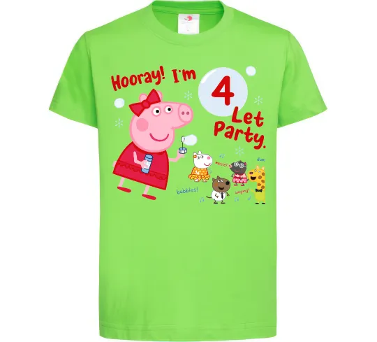 Дитяча футболка Свинка Пеппа Мені 4 роки Лаймовий фото