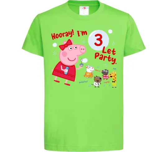 Дитяча футболка Свинка Пеппа Мені 3 роки Лаймовий фото