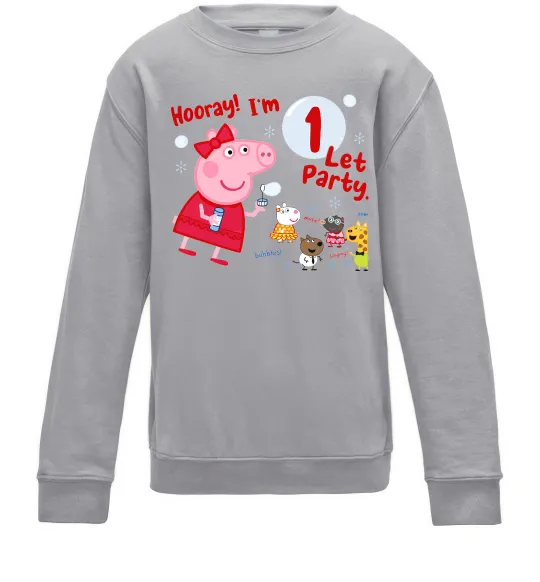 Детский Свитшот Свинка Пеппа Мені 1 рік Серый меланж фото