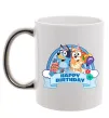Чашка з кольоровою ручкою Bluey Happy Birthday Срібло фото