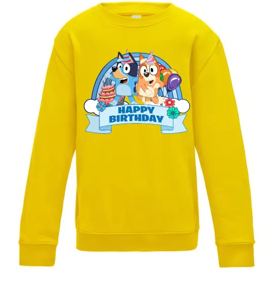 Дитячий світшот Bluey Happy Birthday Сонячно жовтий фото