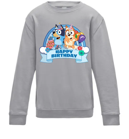 Дитячий світшот Bluey Happy Birthday Сірий меланж фото