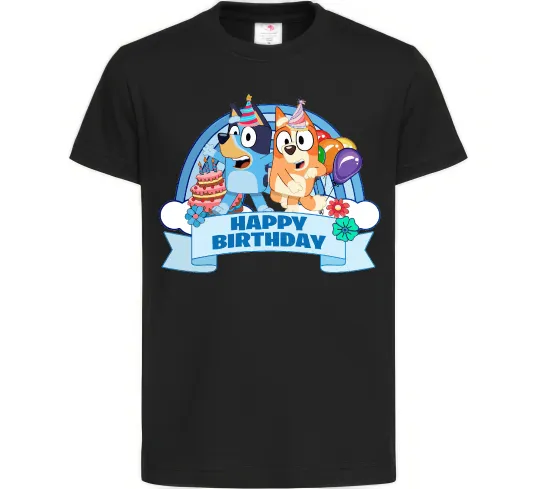 Дитяча футболка Bluey Happy Birthday Чорний фото