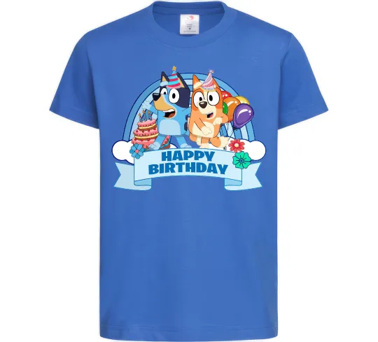 Дитяча футболка Bluey Happy Birthday Яскраво-синій фото