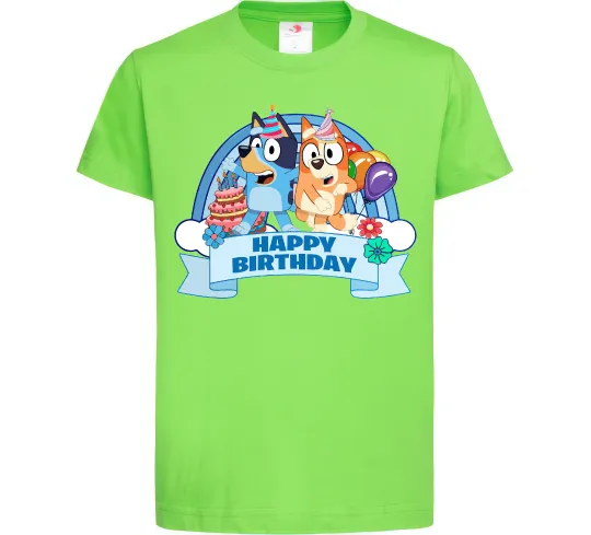 Дитяча футболка Bluey Happy Birthday Лаймовий фото