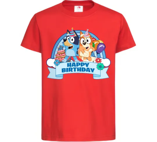 Дитяча футболка Bluey Happy Birthday Червоний фото